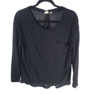 Cloth Womens Sz S Black Solid Long Sleeve Sheer Blouse